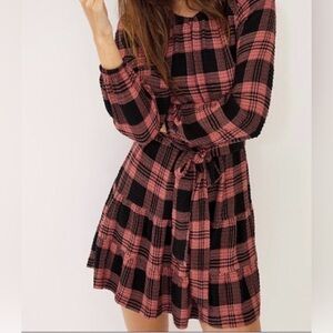 Anthropologie Cloth & Stone Daia Plaid Mini Dress Size Medium EUC